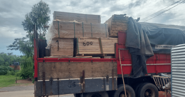 Batalhão Ambiental da PM apreende caminhão carregado com carga irregular de madeira