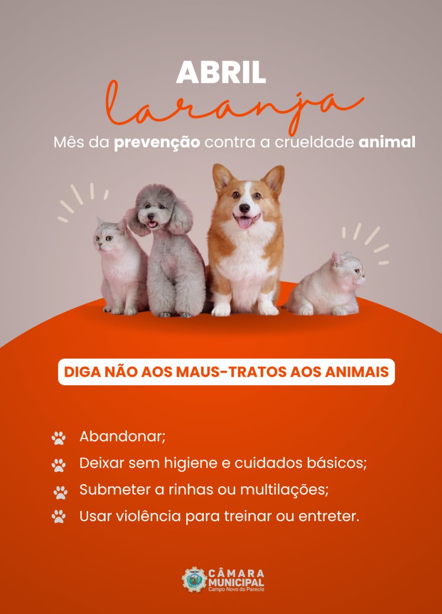 Campo Novo do Parecis institui campanha Abril Laranja para combate à crueldade animal