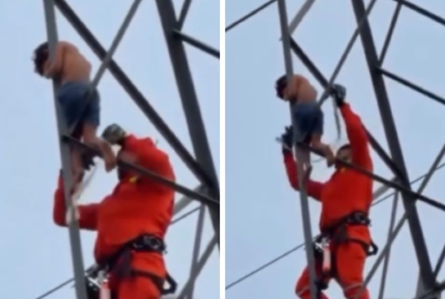 Menino de 5 anos escala torre sozinho e é resgatado por bombeiros